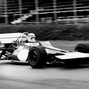 Jackie Stewart in his Tyrrell -Ford racing car at Oulton Park Jackie Stewart in his Tyrrell -Ford racing car at Oulton Park