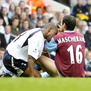 Javier Mascherano of West Ham reacts after after he was bitten by Spurs Jermain Defoe Javier Mascherano of West Ham reacts after after he was bitten by Spurs Jermain Defoe