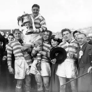 Jimmy Ledgard of Leigh with the Lancashire Cup trophy 1956