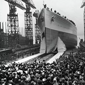 The launch of Royal Navy battleship HMS Prince of Wales at the C