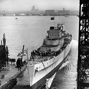 The launch of Royal Navy light cruiser HMS Dido 1939