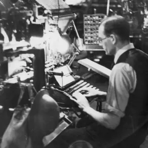 Linotype Operator at Work in Print Linotype Operator at Work in Print