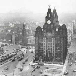 Print of The Liver Building, Liverpool in 1960 Print of The Liver Building, Liverpool in 1960
