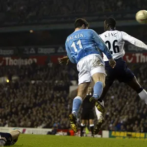 Man City's Jon Macken scores the match-winning goal Man City's Jon Macken scores the match-winning goal