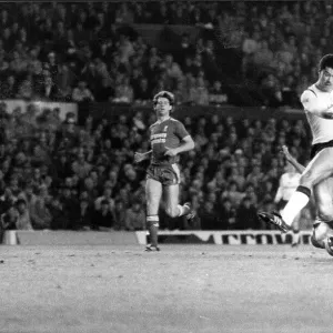 Paul McGrath scores as Mark Lawrenson challenges 1985 Print