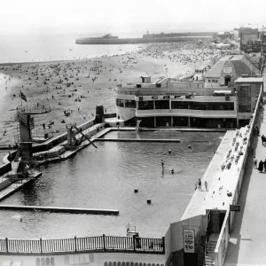 Aerial view of The Marina swimming pool in Ramsgate Print 1937 Aerial view of The Marina swimming pool in Ramsgate Print 1937