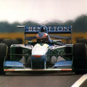 Michael Schumacher, racing driver, in action at Silverstone 1994 Michael Schumacher, racing driver, in action at Silverstone 1994