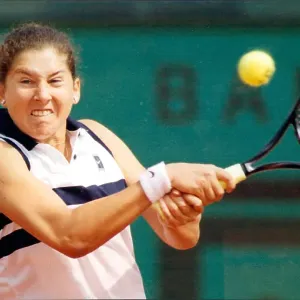 Monica Seles in action at the 1996 French Open Monica Seles in action at the 1996 French Open