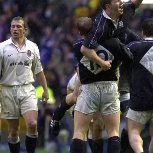 Six Nations Championship match against England at Murrayfield. Andy Nichol celebrates with Duncan Hodge 2000 Six Nations Championship match against England at Murrayfield. Andy Nichol celebrates with Duncan Hodge 2000