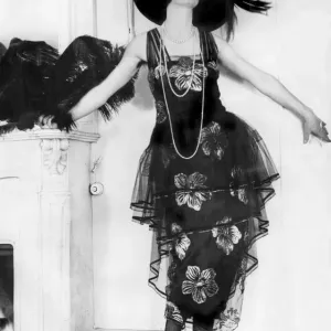 Paris Fashion 1919 Print: Glamorous Hat and Lace Dress Paris Fashion 1919 Print: Glamorous Hat and Lace Dress