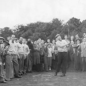 Peter Alliss Print, a 22-year-old golfer in action at Ferndown Club, Dorset Peter Alliss Print, a 22-year-old golfer in action at Ferndown Club, Dorset