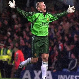 Peter Schmeichel celebrates after saving penalty Peter Schmeichel celebrates after saving penalty