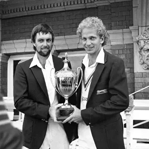 Peter Willey and David Gower with the Benson and Hedges trophy 1985