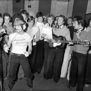Players from Liverpool FC at recording session, in 1978 Players from Liverpool FC at recording session, in 1978