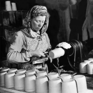 The Portobello Potteries Print of a Woman Making Mugs The Portobello Potteries Print of a Woman Making Mugs