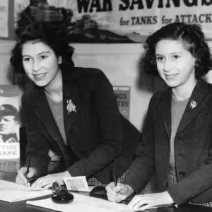 Princess Elizabeth and Margaret Rose Print 1943