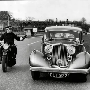 Vintage Car Stopped by Police Officer Print 1938 Vintage Car Stopped by Police Officer Print 1938