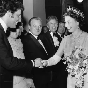 Queen Elizabeth II Meets Sir Tom Jones Print 1968