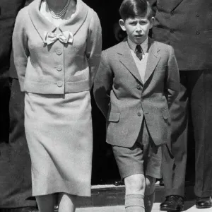 Queen Elizabeth II Print with Prince Charles at London Airport 1959