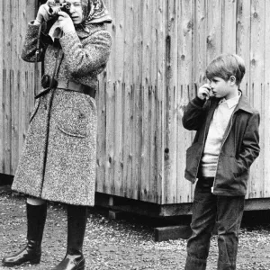 Queen Elizabeth II with Prince Edward at Badminton 1971