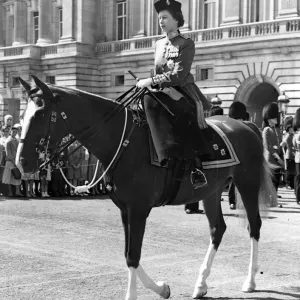 Queen Elizabeth II Trooping the Colour Print 1957