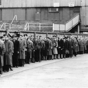 Print of Queue for Arsenal v Moscow Dynamo Friendly Match at White Hart Lane 1945 Print of Queue for Arsenal v Moscow Dynamo Friendly Match at White Hart Lane 1945
