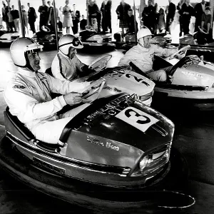 Racing drivers on the dodgems Racing drivers on the dodgems