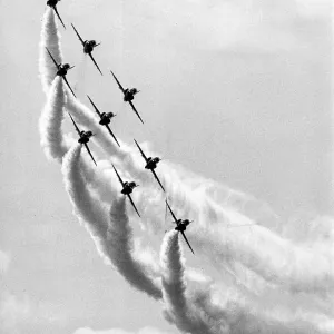 Red Arrows air display team in action, 1988