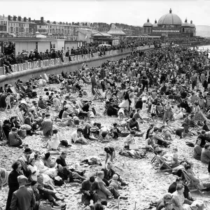Rhyl, holidaymakers on the beach 1954 Rhyl, holidaymakers on the beach 1954