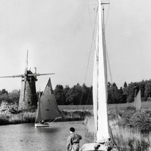 Norfolk Broads Print, Sailing on River Ant 1964 Norfolk Broads Print, Sailing on River Ant 1964