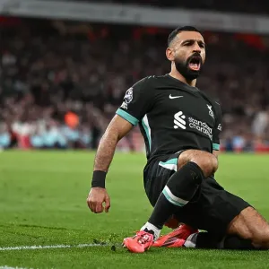 Salah celebrates his goal Salah celebrates his goal