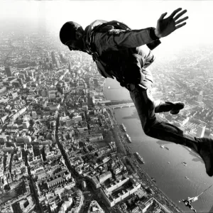 1982 London Skydiving Print: Parachutist Graham Copestake 1982 London Skydiving Print: Parachutist Graham Copestake