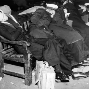 Waterloo Train Station Print: Sleeping Sailors on a Bench Waterloo Train Station Print: Sleeping Sailors on a Bench