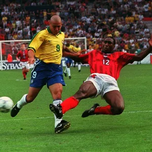 Sol Campbell tackles Ronaldo England v Brazil 1997 Sol Campbell tackles Ronaldo England v Brazil 1997