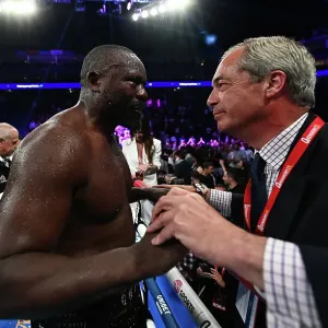 SoulofSport. Derek Chisora fight week behind the scenes 2024.Fight day at the 02, Derek celebrates with Nigel Farage SoulofSport. Derek Chisora fight week behind the scenes 2024.Fight day at the 02, Derek celebrates with Nigel Farage