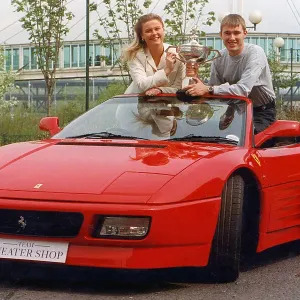 Stephen Hendry and fiancee Mandy in his Ferrari 348 Spider