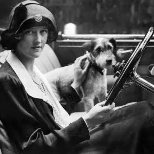 Lady Alexandra Metcalfe with dog Willie Print 1925