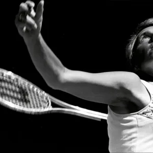 Tennis player Ann Haydon Jones in action at Wimbledon