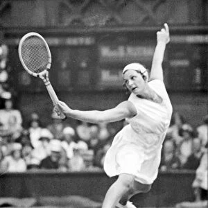 Tennis Player Helen Jacobs in action at Wimbledon