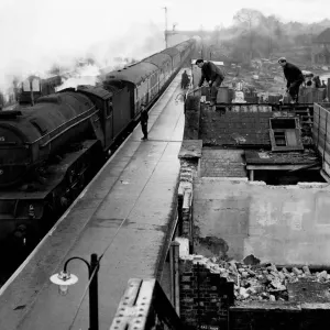 Train Passing through Potters Bar Station Print 1954 Train Passing through Potters Bar Station Print 1954