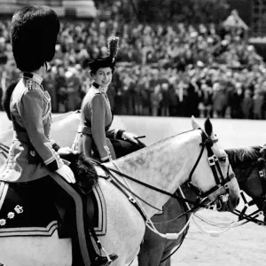 Trooping the Colour 1954 Print - Queen Elizabeth on Horse Guards Parade