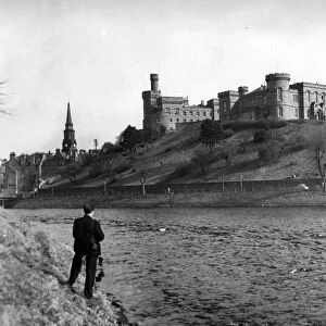 View of Inverness Castle from the banks of the River Ness of Inverness Castle 1959