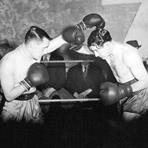 Welterweight boxer Jack Lord sparring with Jack McAvoy, at his t