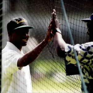 Two West Indian legends, Brian Lara and Viv Richards, in the Lord's nets in 1995 Two West Indian legends, Brian Lara and Viv Richards, in the Lord's nets in 1995