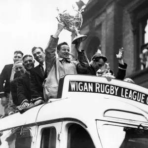 Wigan Rugby League Team Print 1948 Challenge Cup Winners Wigan Rugby League Team Print 1948 Challenge Cup Winners