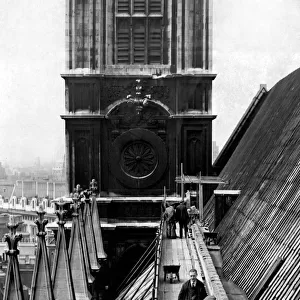 Workers on the roof of Westminster Abbey