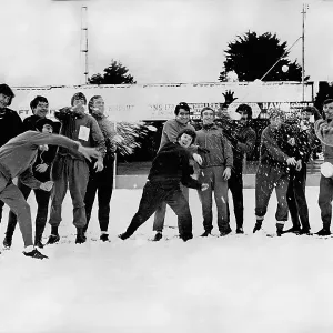 Yeovil Town players bombard the goalkeeper with snowballs 1970 Yeovil Town players bombard the goalkeeper with snowballs 1970