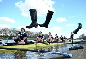 Rowing Prints: 2024 Boat Race Crew throwing their boots ashore