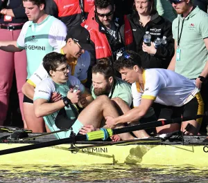 Archive Prints: 2024 Boat Race Stroke for Cambridge in distress at the finish