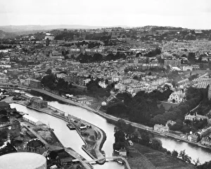 Black And White Prints: An aerial view of Exeter, 1935